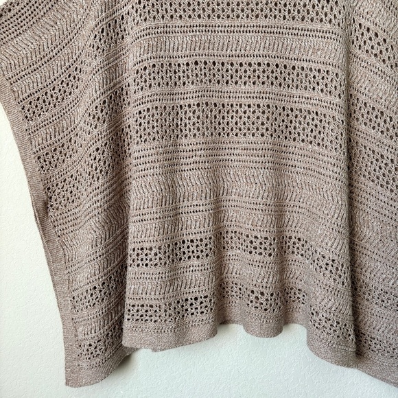 J. Jill Light Open-Stitch Poncho Sweater Cotton Blend Tan Beige sz S-L - Picture 5 of 11